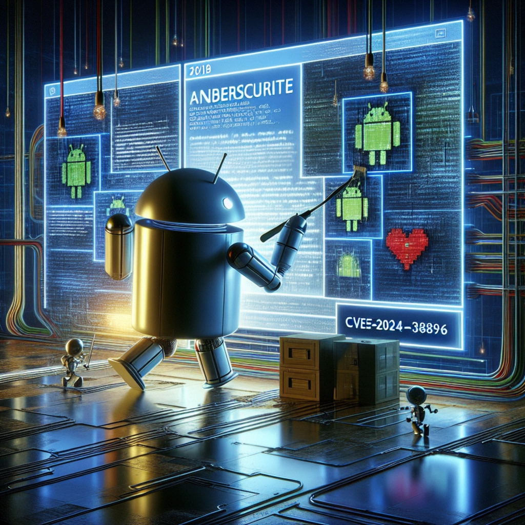 ** A large robot analyzes a glowing screen with data and symbols in a futuristic setting.