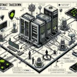 ** A detailed infographic showing a complex system for taking down Android bots, featuring servers and graphics.