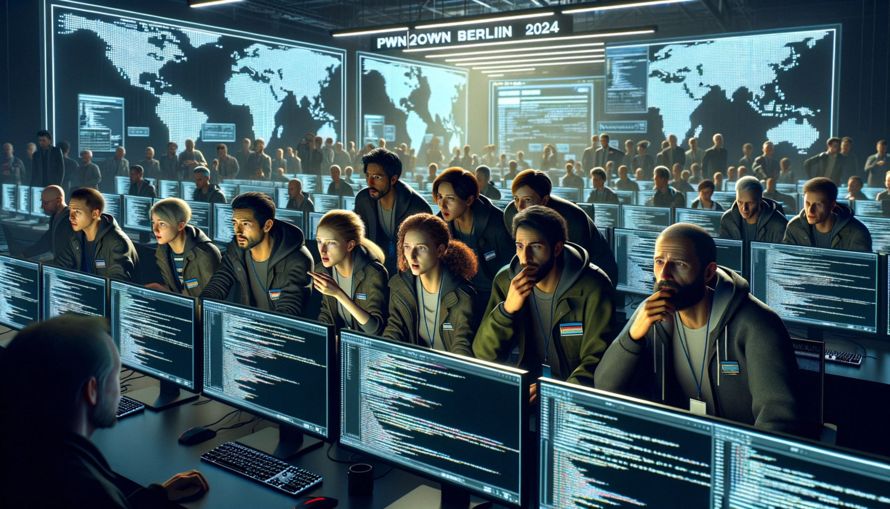 Pwn2Own Berlin 2024 revela vulnerabilidades críticas valoradas en más de $1 millón Multitud de personas frente a pantallas, en un evento de ciberseguridad.