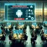 Команда в офісі стежить за екраном з критичною інформацією про оновлення Android.