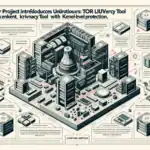 ** Grafische Darstellung eines Technologienetzwerks mit verschiedenen Tools und Funktionen.