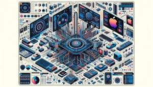 Critical AirBorne Vulnerabilities Discovered in Apple AirPlay Protocol Affecting Over 2.35 Billion Devices ** Digital illustration of a high-tech circuit board with multiple screens and components.