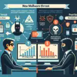 Infografik über Malware-Bedrohungen mit Datenanalysen und Grafiken.