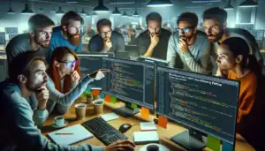 Mozilla экстренно устраняет критические уязвимости Firefox после соревнований Pwn2Own Группа людей, внимательно изучающая коды на экранах компьютеров.
