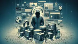 Importante filtración de datos afecta a usuarios de Steam: análisis detallado del incidente ** Personaje en sudadera con capucha rodeado de gráficos, datos y candados.
