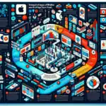 ** Infografía colorida sobre el fraude en App Store de Apple, con gráficos y textos informativos.