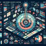 ** Gráficos y diagramas coloridos sobre sistemas de seguridad y análisis de datos.