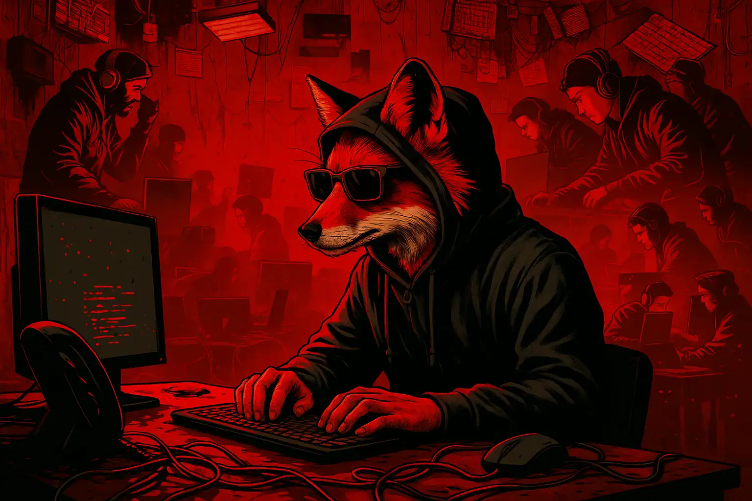 Red Teamer: How to Become an Elite Offensive Security Specialist Anthropomorphic fox in hoodie working at a computer — Red Team cybersecurity expert
