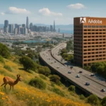 Ciervo en primer plano con la ciudad de San Francisco al fondo.