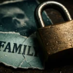 Залізний замок лежить на зірваному листі з написом "Сім'я".