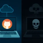 Contrast of a cheerful cloud and skull symbolizing data security risks.