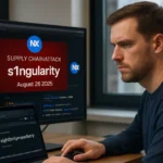 Мужчина работает за компьютером, изучая информацию о кибератаке.