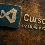 Cursor logo by OpenVSX on a textured, rust-colored background.
