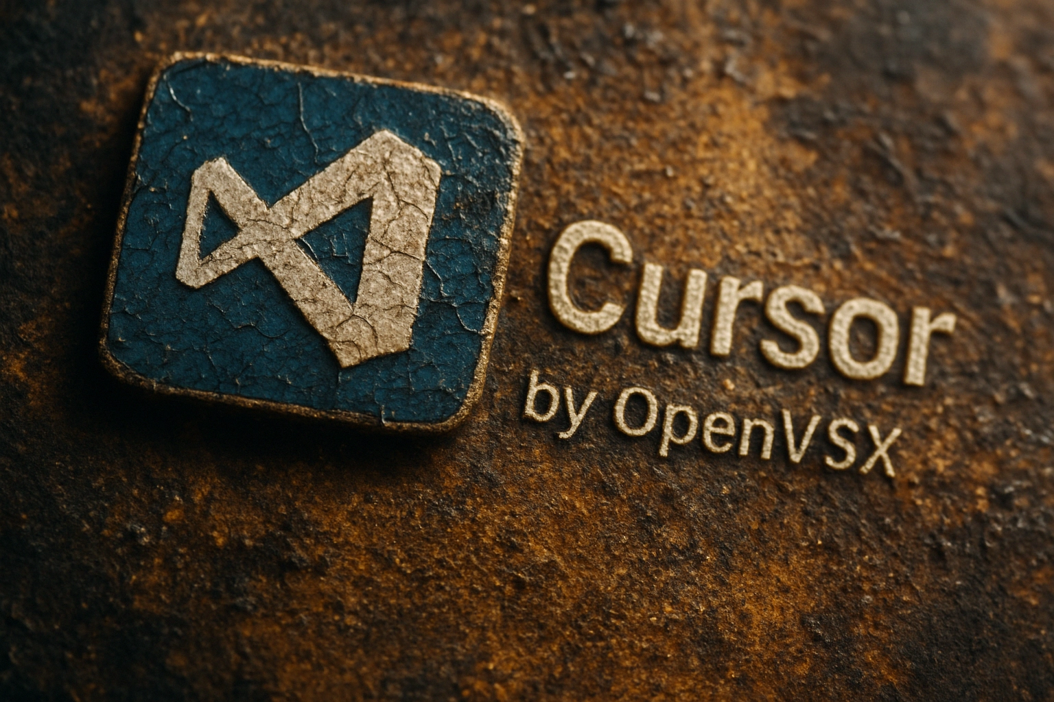 Cursor logo by OpenVSX on a textured, rust-colored background.