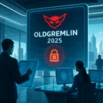 Pantalla digital muestra "OLDGREMLIN 2025" en un entorno futurista.