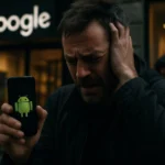 Мужчина с телефоном Google Android в руках выглядит подавленным.