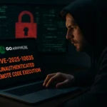 ** Hombre frente a laptop con advertencia de vulnerabilidad informática.