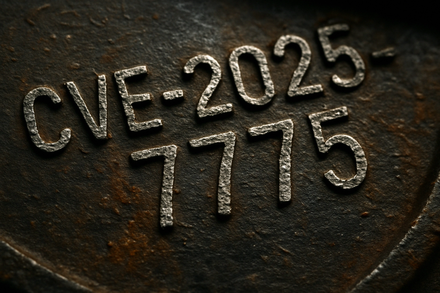 HexStrike AI Chatter Fuels Rapid n‑Day Exploitation of Citrix NetScaler CVEs Close-up of engraved numbers on a metal surface, highlighting CVE-2025-7775.