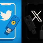 Digital art contrasting Twitter and X with security symbols on smartphones.