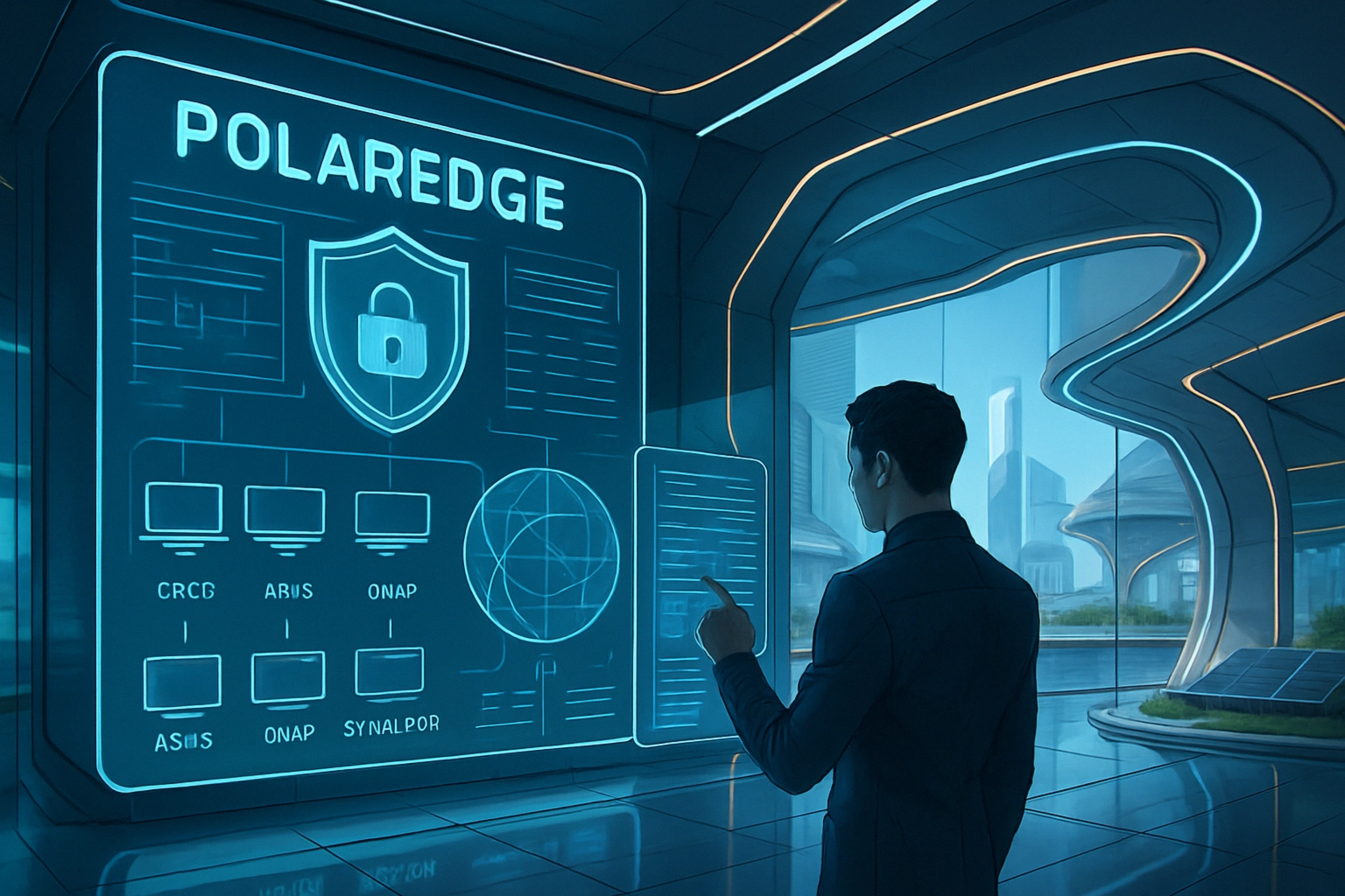 PolarEdge: ORB-ботнет проти Cisco, ASUS, QNAP і Synology Людина взаємодіє з високотехнологічним інтерфейсом у стильному просторі.