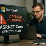 Microsoft fixes critical Kestrel flaw (CVE-2025-55315) enabling HTTP request smuggling Man concerned about critical ASP.NET Core vulnerability on computer screen.