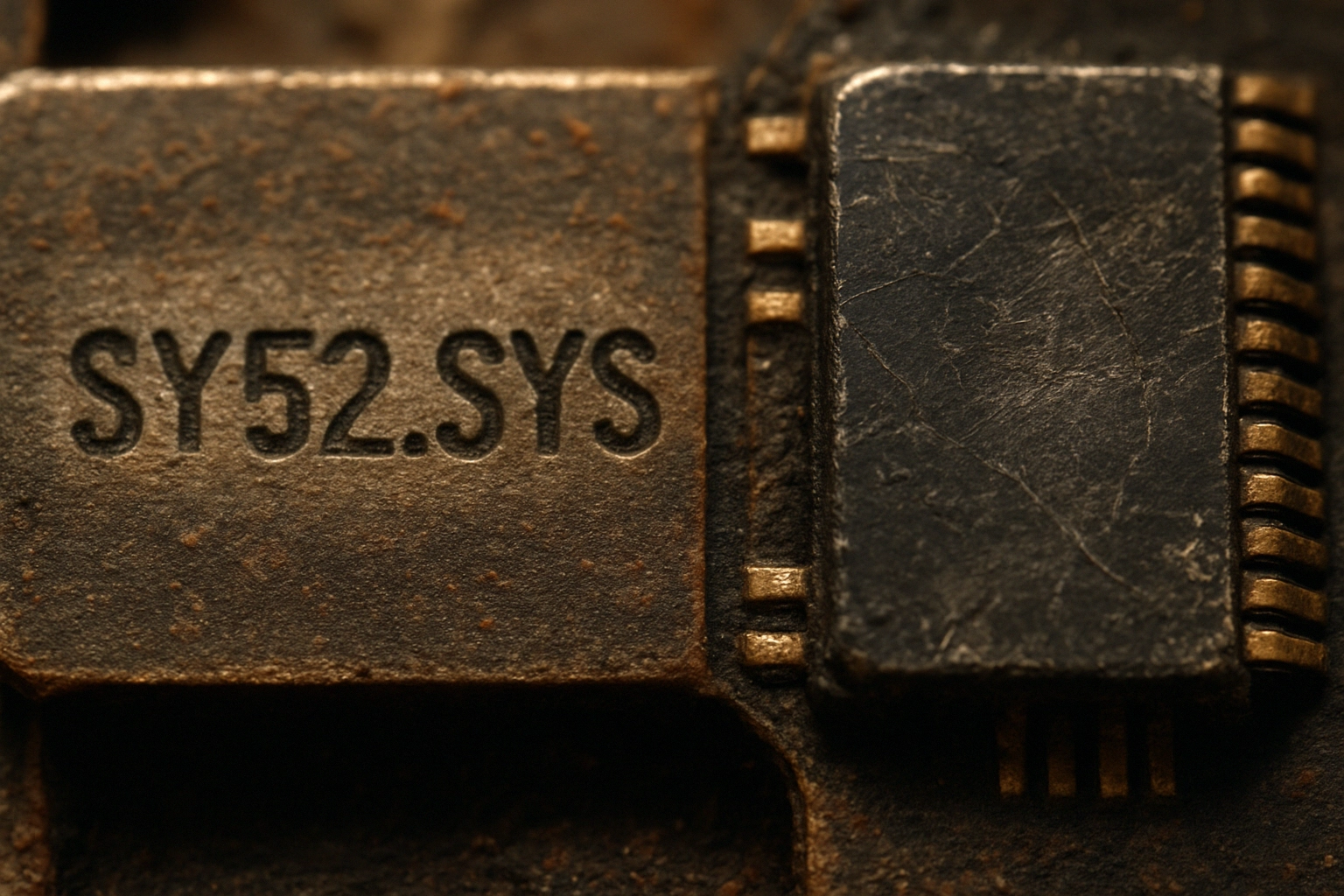 Microsoft Patch Tuesday (октябрь 2025): 173 уязвимости, 6 0‑day и активные атаки Микросхема с текстом "SY52.SYS" на металлической поверхности с коррозией.