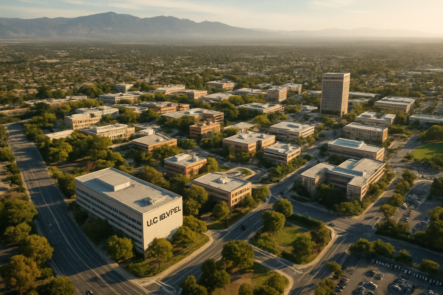 Mic-E-Mouse: ratones ópticos convertidos en “micrófonos” mediante una side-channel acústica Vista aérea de un campus universitario rodeado de montañas y vegetación.