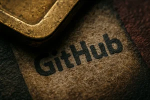 Логотип GitHub на фоні текстури з обробленого матеріалу.