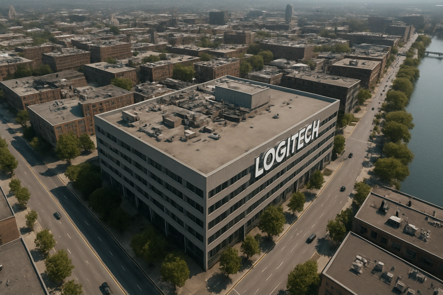 Großes Logitechkonto in urbaner Umgebung mit klarer Sicht auf das Gebäude.