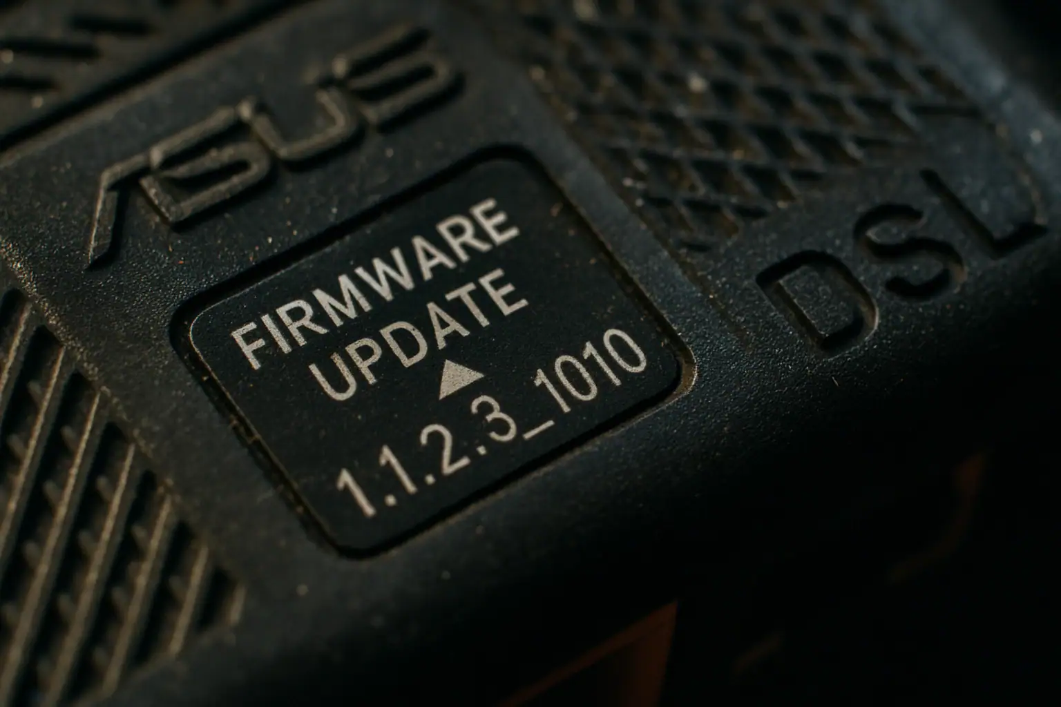 Этикетка устройства ASUS с надписью о обновлении прошивки.