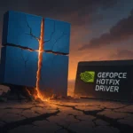 Розколота фігура Windows поряд із знаком драйвера GeForce Hotfix.