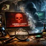 Сценарій кібернетичного злочину з ноутбуком і інструментами для злому.