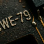 Close-up view of circuitry featuring "CWE-79" engraved on a dark surface.