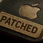 Логотип Apple с вышитой текстильной лейбой "Patched".
