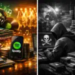 Musikalische Elemente und dunkle Cyber-Thematik in einer kontrastierenden Komposition.