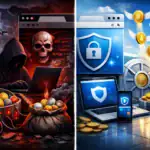 Конtrast між кіберзагрозами та захистом в цифровому світі.