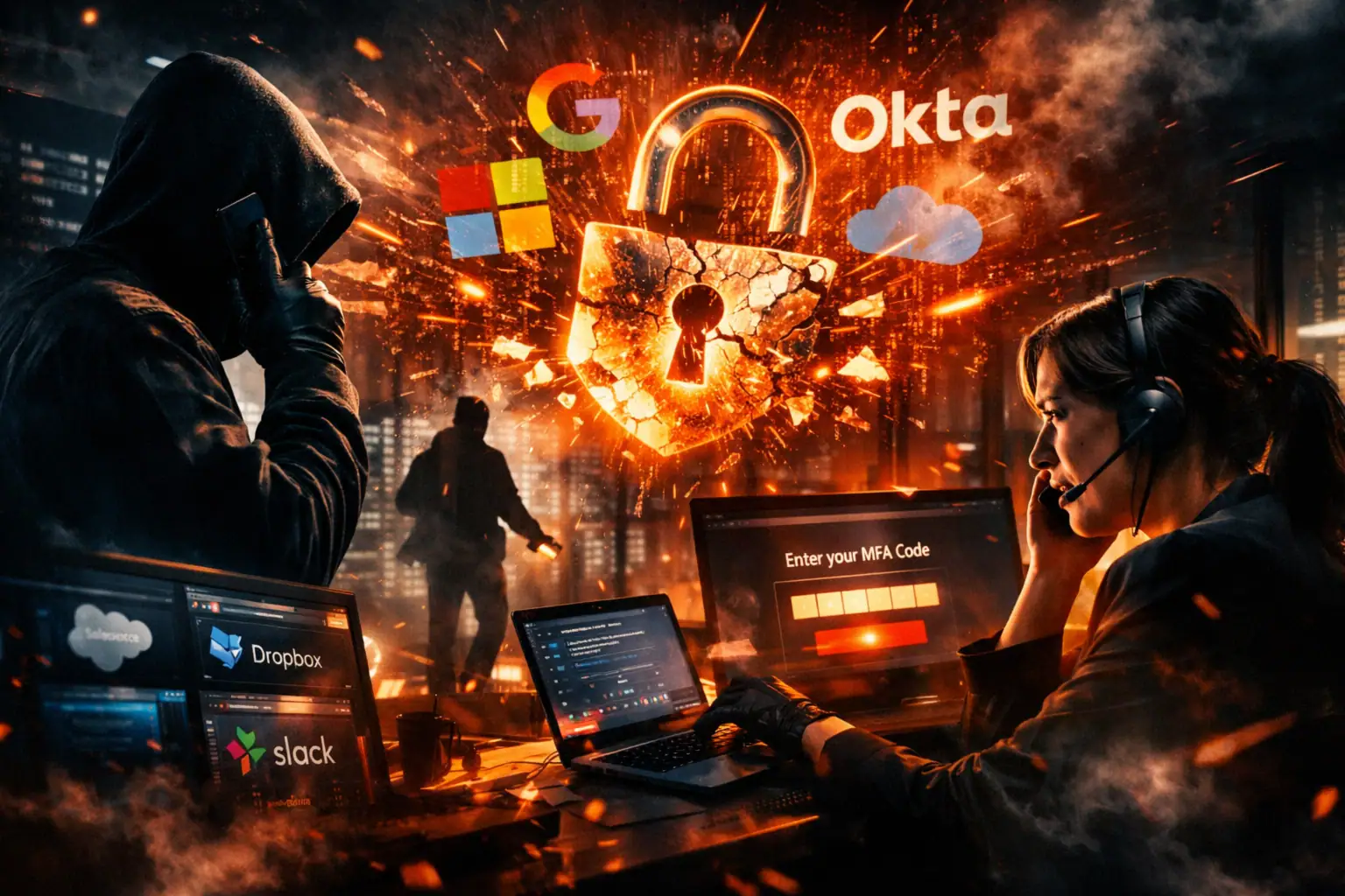 Комп'ютерна лабораторія з хакером та співробітницею служби підтримки.