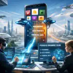 Futuristische Steuerungsszenario mit Sicherheitsüberwachung und digitalen Daten.