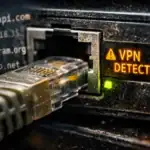 Conexión de red señalando VPN detectada en dispositivo tecnológico.
