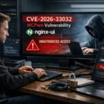 Hacker and programmer monitor unauthorized access alerts on multiple screens.