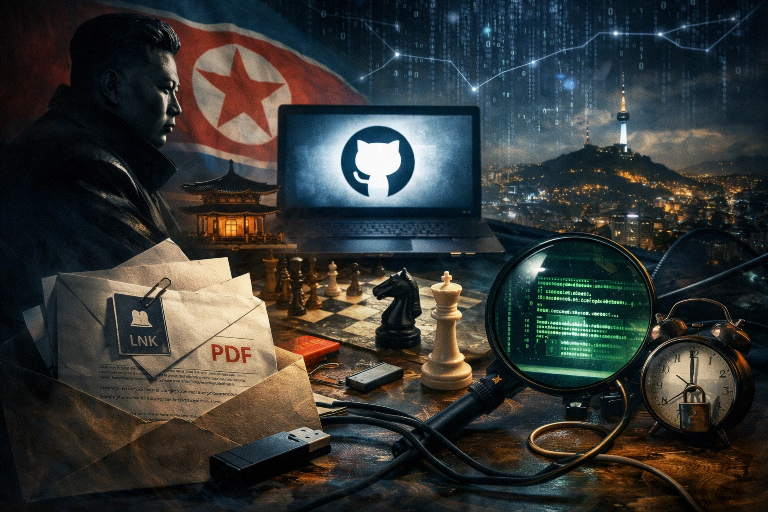 Chessboard and computer setup, hinting at a strategic digital landscape.