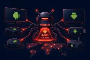 Botnetz xlabs_v1 mit ADB-Ziel auf Android-Geräten dargestellt.