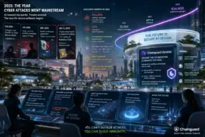 2025 рік, графічне представлення кіберзагроз та безпеки програмного забезпечення.