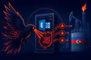Кібернапад у вигляді чорного птаха, атакує сервер через електронну пошту.