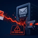 Exim-Server mit Warnung zu CVE-2026-45185 und Sicherheitsrisiken.