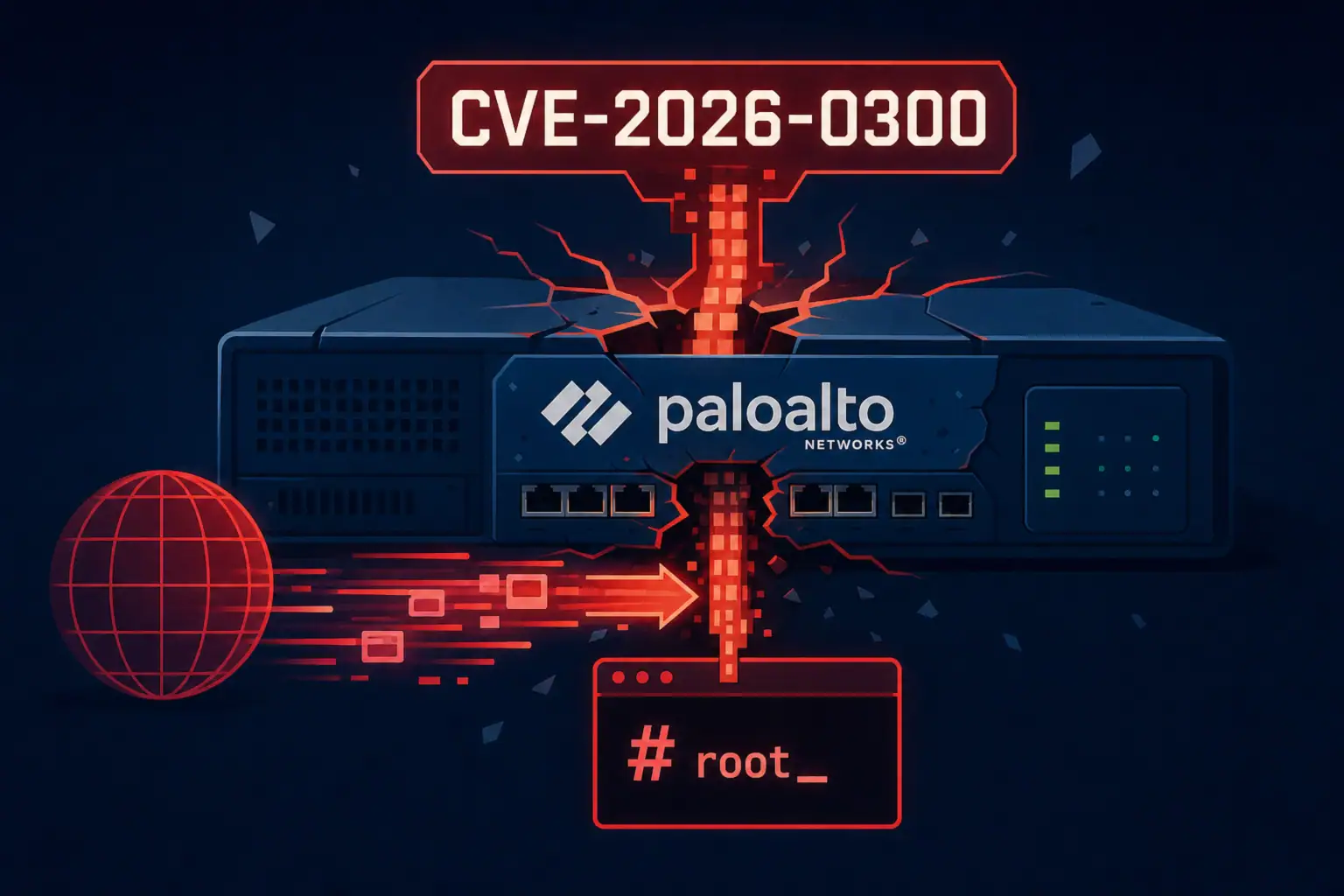 Атака на мережевий пристрій Palo Alto через вразливість CVE-2026-0300.