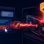 Чат-бот и видеокарта с красными элементами, символизирующими криптовалюту.