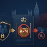 Graphics showing VPN censorship concepts related to user privacy and restrictions.