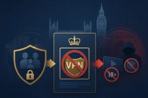 Graphics showing VPN censorship concepts related to user privacy and restrictions.
