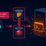 Darstellung einer SQL-Injection-Kette, die zu RCE auf Servern führt.